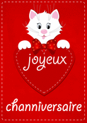 Un chat joyeux avec un c&oelig;ur rouge